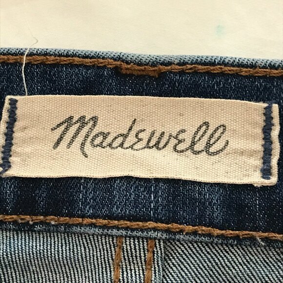 Madewell 10" High Rise Skinny Jeans Women 25 Blue Distressed Raw Hem Button Fly - Picture 3 of 14